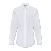 Katoenen shirt met geborduurd logo Moschino , White , Heren