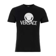 Klassiek Zwart Katoenen T-Shirt Versace , Black , Heren