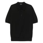 Katoenen poloshirt met 3 knopen Tom Ford , Black , Heren