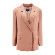 Dubbelrijige zijde gevoerde viscose blazer Giorgio , Pink , Dames