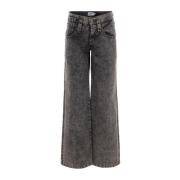 Zwarte denim jeans met lage taille Vaquera , Black , Dames