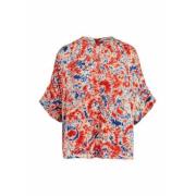 Oranje top met blauwe bloemen Essentiel Antwerp , Multicolor , Dames