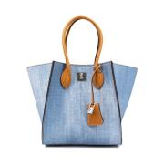 Denim Winkelmandje met Leren Details Ermanno Scervino , Blue , Dames