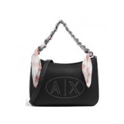 Zwarte handtas met ketting en lint Armani Exchange , Black , Dames