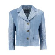 Denim Effect Bloemenapplicatie Jas Ermanno Scervino , Blue , Dames