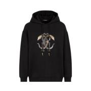 Tiger Tooth Logo Katoenen Hoodie Roberto Cavalli , Black , Dames