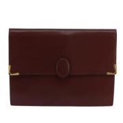 Pre-owned Leather clutches Cartier Vintage , Red , Dames