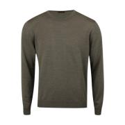 Groene Merinowol Crew Neck Sweater Stenströms , Green , Heren