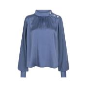 Storm Blauwe Zijden Blouse Dante 6 , Blue , Dames