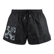 Mesh Lining Swim Shorts Off White , Black , Heren