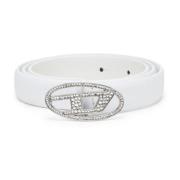 Kristal Logo Strass Riem in Wit Diesel , White , Dames