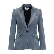 Stonewashed Denim Jack Alexander McQueen , Blue , Dames