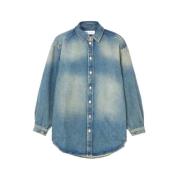 Denim Oversized Shirt met Knoopsluiting Samsøe Samsøe , Blue , Dames