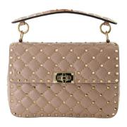 Roze leren Spike schoudertas Valentino Garavani , Beige , Dames