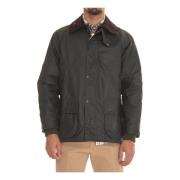 Gewaxte Korte Harrington Jas met Fluweel Kraag Barbour , Green , Heren