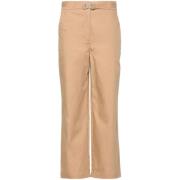 Beige Katoenen Rechte Hoge Taille Broek Liu Jo , Beige , Dames