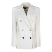 Witte Wollen Jas Max Mara Studio , White , Dames