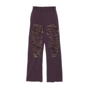 Paarse Katoenen Wijde Pijp Broek MM6 Maison Margiela , Purple , Dames