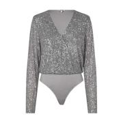 Zilveren Pailletten Wrap Body Lilu mbyM , Gray , Dames