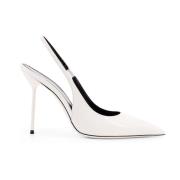 Leren slingback stilettohak Paris Texas , White , Dames