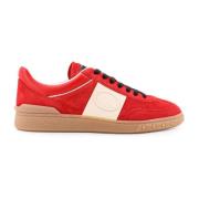 Suède en Leren Lage Sneaker Valentino Garavani , Red , Heren