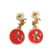 Pre-owned Metal earrings Chanel Vintage , Red , Dames