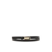 Smalle leren riem met plaatgesp Kazar , Black , Dames