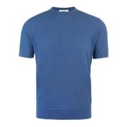 Blauwe Trui Slim Fit Katoen Geribbeld Paolo Pecora , Blue , Heren