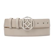 Grijze leren riem met ronde gesp Kazar , Gray , Dames