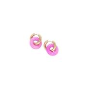 Gouden Hoop Oorbellen met Roze Ring Notre-v , Pink , Dames