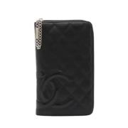 Pre-owned Leather wallets Chanel Vintage , Black , Dames