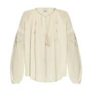 Beige Zijden Geborduurde Top Isabel Marant , Beige , Dames