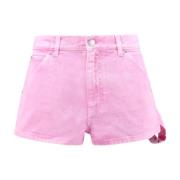 Denim Love Birds Borduurwerk Shorts Pinko , Pink , Dames