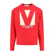 Katoenen Crew-neck Sweatshirt met Frontprint Valentino , Red , Heren