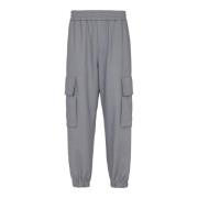 Dubbele crepe wol cargobroek Balmain , Gray , Heren