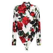 Asymmetrische Rose Print Katoenen Overhemd Dolce & Gabbana , Multicolo...