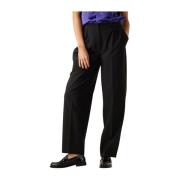 High Waist Barrel Pant Selected Femme , Black , Dames