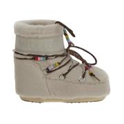 Faux Fur Beads Winter Schoen Moon Boot , Beige , Dames