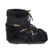 Faux Fur Beads Winter Schoen Moon Boot , Black , Dames