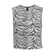 Korte Mouw Zebra Print Blouse Only , Multicolor , Dames