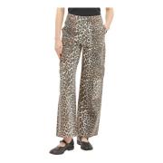 Leopard Print Cargo Jeans Ganni , Brown , Dames