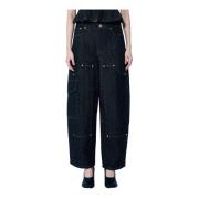 Fluffy Denim Carpenter Jeans Ganni , Black , Dames