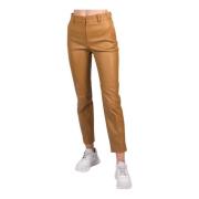 Jf005237 Coleman-Leather Stretch Slangen broek Joseph , Brown , Dames