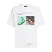 Casual Katoenen T-Shirt in Zwart Dolce & Gabbana , White , Heren