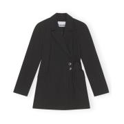 Pinstripe Geriemde Blazer Ganni , Black , Dames