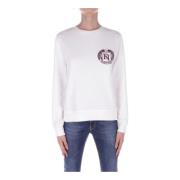 Ivoor Sweater met Front Logo Elisabetta Franchi , Beige , Dames