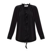 Zijden shirt met ruches Victoria Beckham , Black , Dames