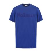 Graffiti Blauw T-shirt Herenmode Alexander McQueen , Blue , Heren