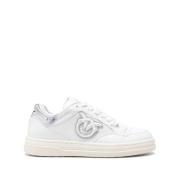 Witte en Zilveren Sneakers Pinko , Beige , Dames