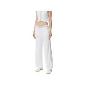 Aangepaste viscose broek met logodetail Elisabetta Franchi , White , D...